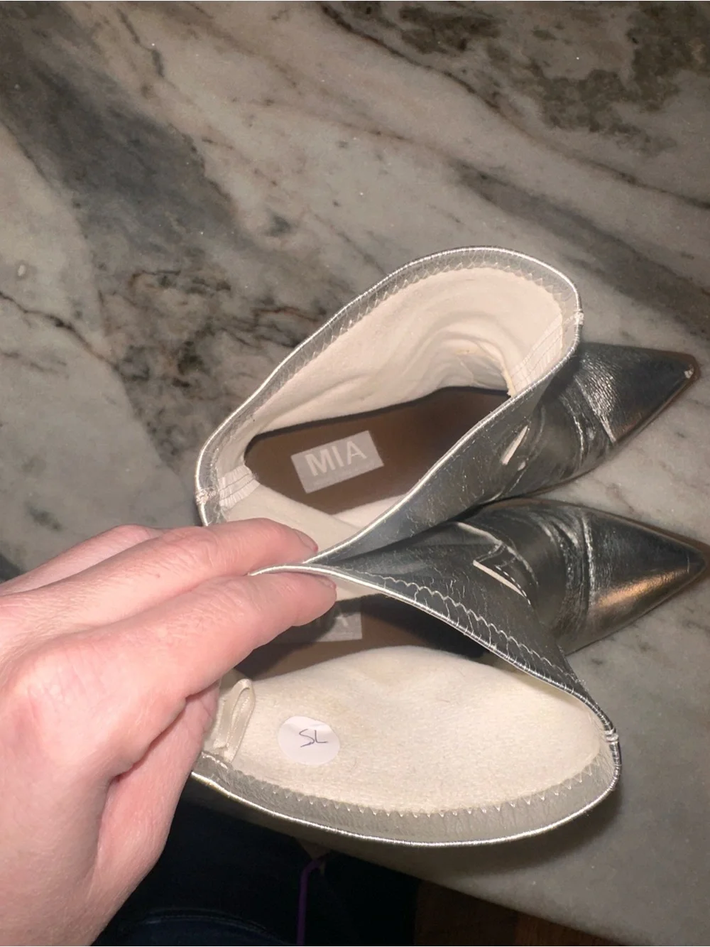 Mia Size 7.5 Metallic‎ Silver Ankle Boots - Gold Women’s Western Block Heel